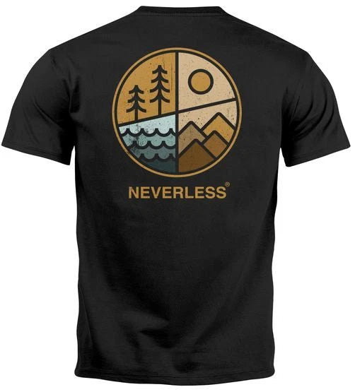 Mens T-Shirt Back Print Nature Graphic Mountains Forest Adventure Outdoor Casual