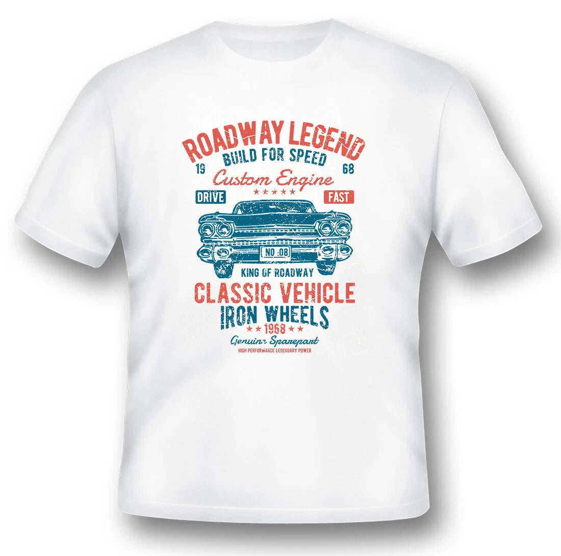 Roadway legend built for speed black or white tee shirt