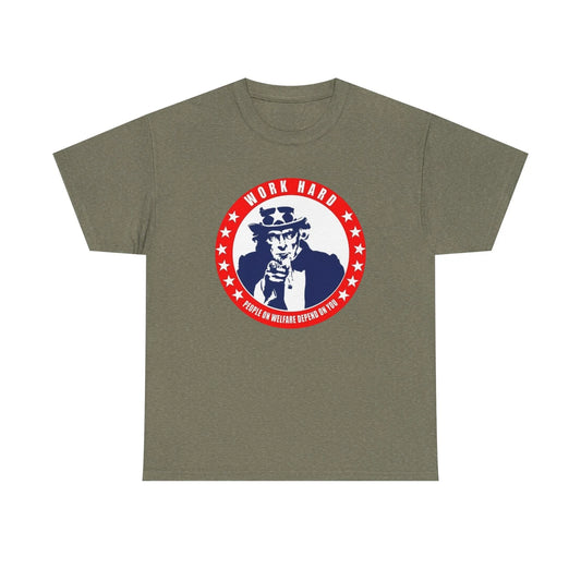 Uncle Sam Work Hard T-Shirt | Patriotic Vintage USA Graphic Freedom America