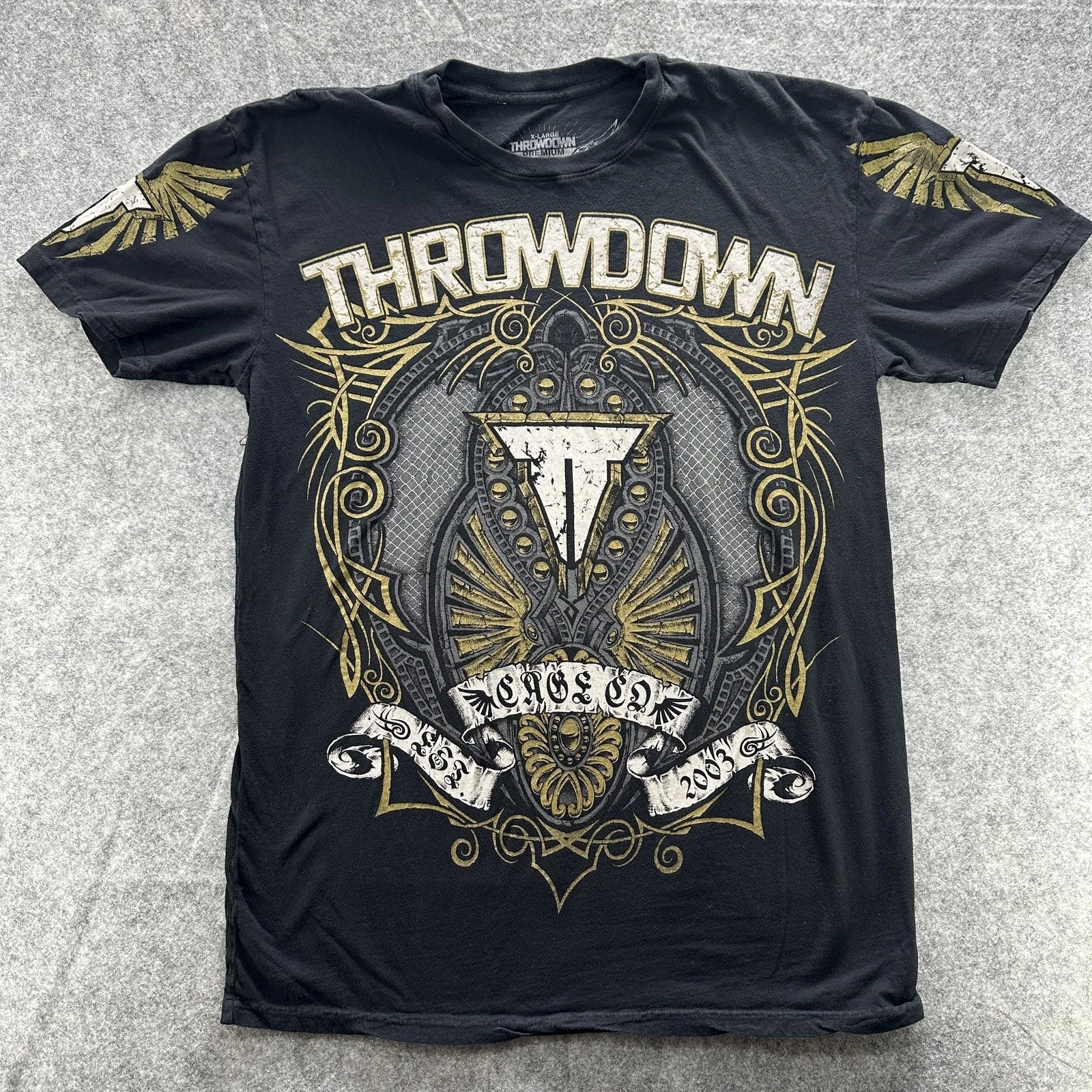 Throwdown Shirt Mens XL Black Graphic Mixed Martial Arts MMA Premium Tee 2003