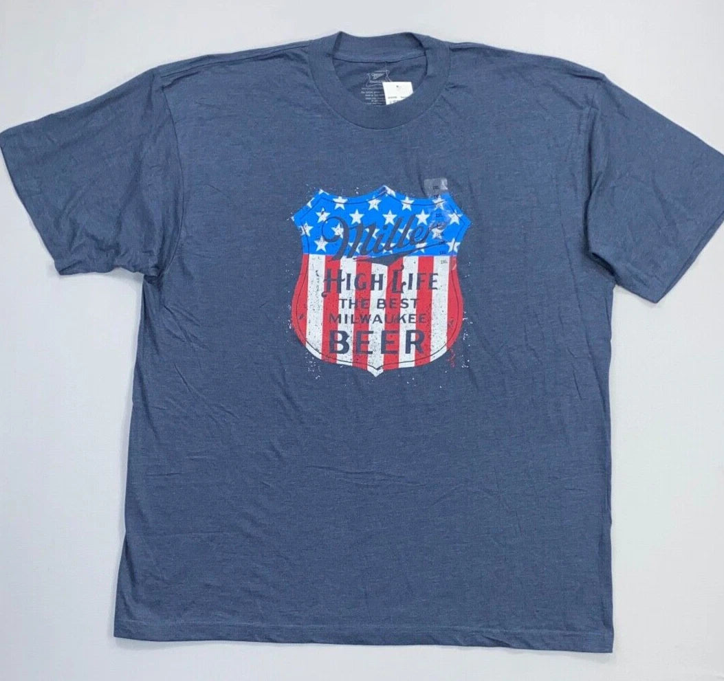 NEW Men's Big & Tall Miller High Life Milwaukee Beer Short Sleeve Soft T-Shirt