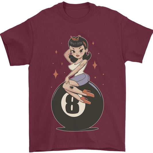 8-Ball Pinup Pool Mens T-Shirt 100% Cotton