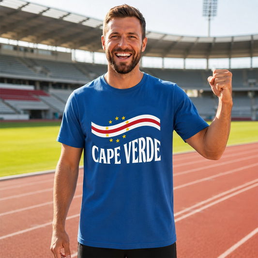 Cape Verde Flag Football T-Shirt for Men | National Pride Casual Tee