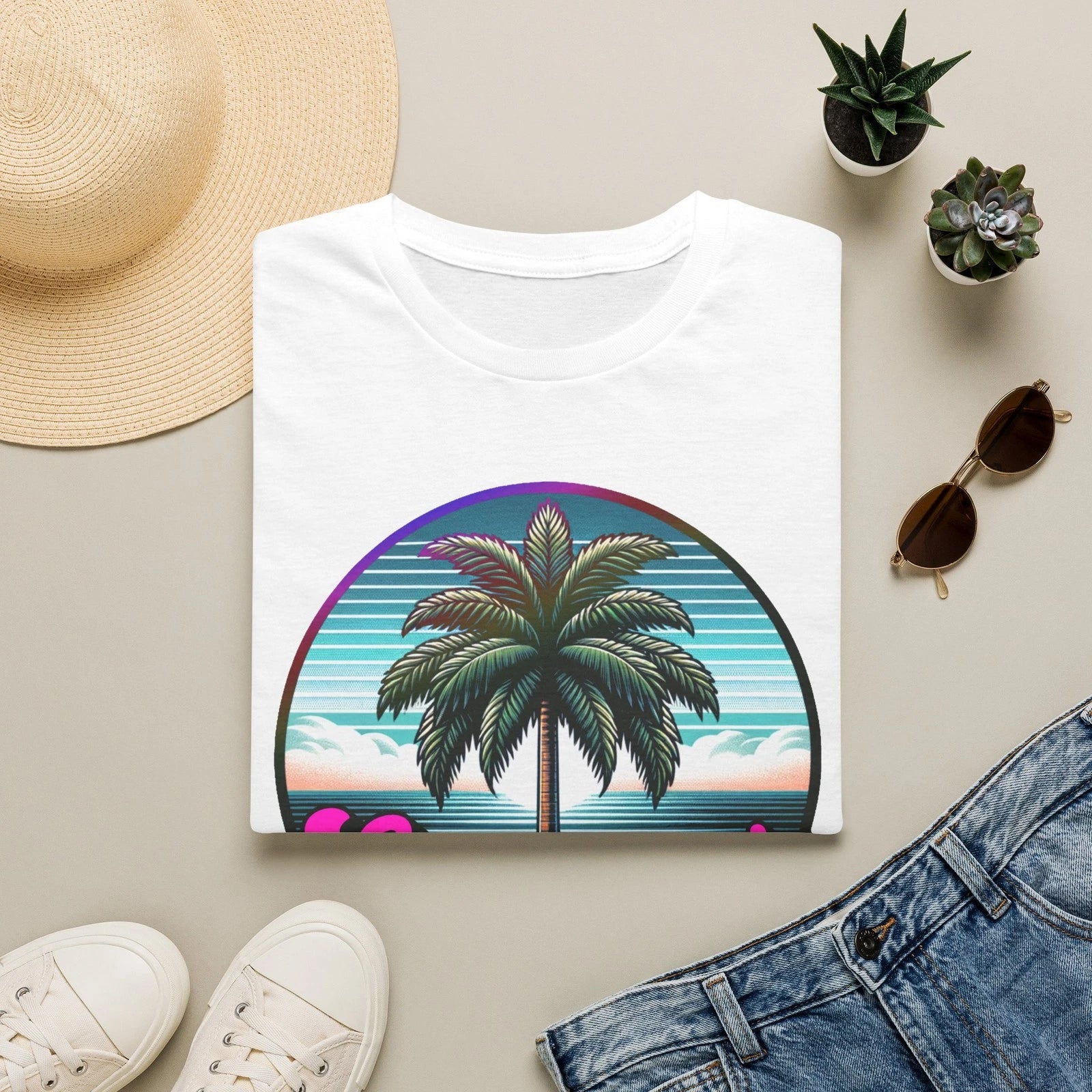 Retro Palm Tree Summer Vibes T-Shirt | Tropical Sunset Tee