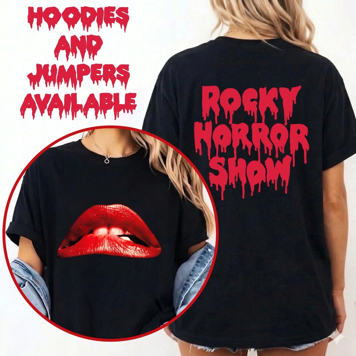 Rocky Horror Show T-Shirt Funny Lips Cult Classic Halloween Unisex Gift Top