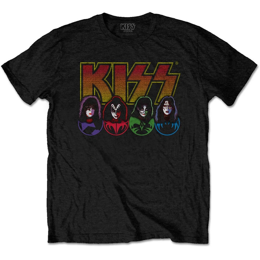 Men's KISS Logo, Faces & Icons Slim Fit T-shirt X-Large Black