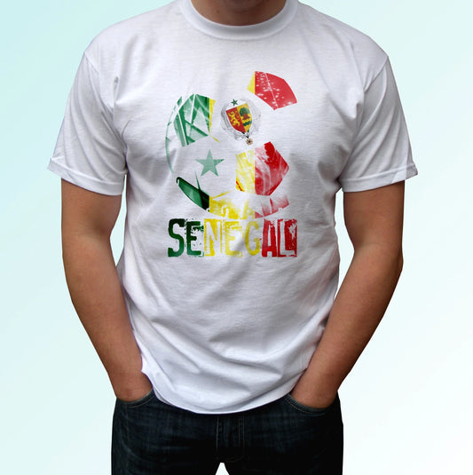 Senegal football flag white t shirt design soccer gift cup top tee all sizes