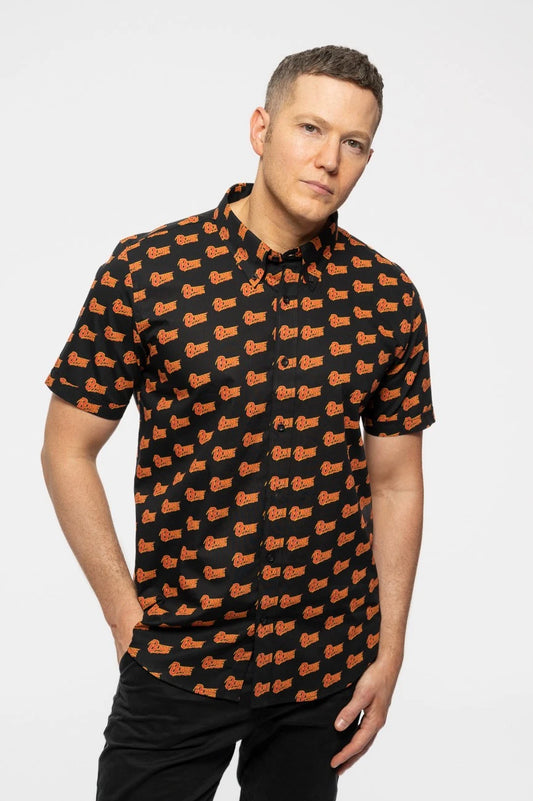 David Bowie Casual Shirt Logo Pattern Repeat Logo new Official Mens Black