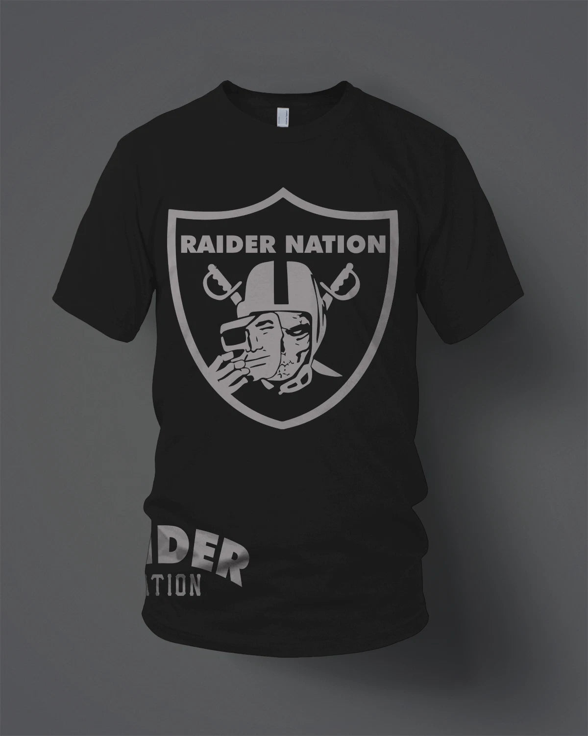 Raiders Raider Nation Skull T-Shirt Black & Silver (New) Oakland Edition