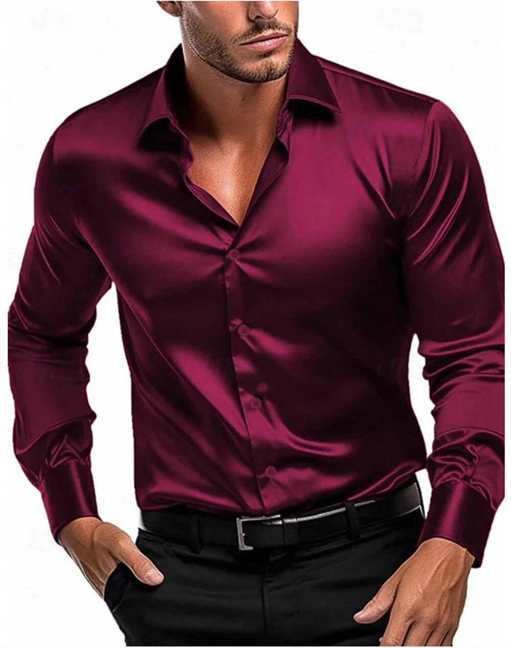 Men's Business Shirt Casual Slim Shirts Long Sleeve Button Down Tops Blouse