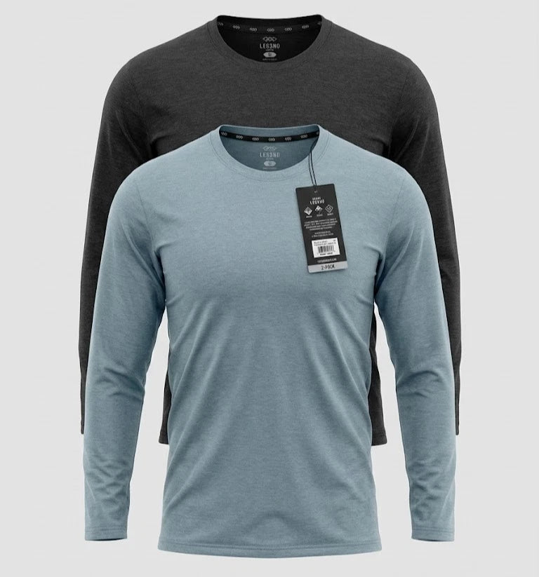 LEG3ND Men's Athletic Long Sleeve T-Shirt 2-Pack Size Medium Wicking Stretch NEW