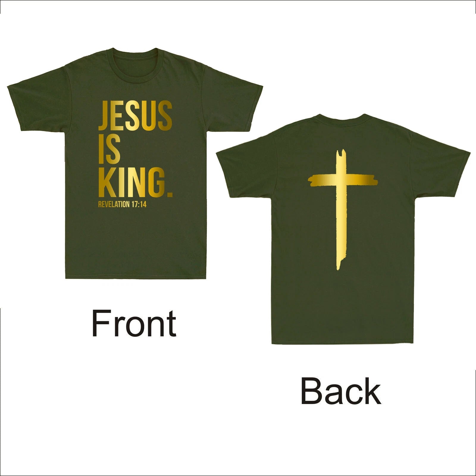 Jesus Is King Revelation 17:14 Bible Scripture Christian Faith Cross Men T-Shirt