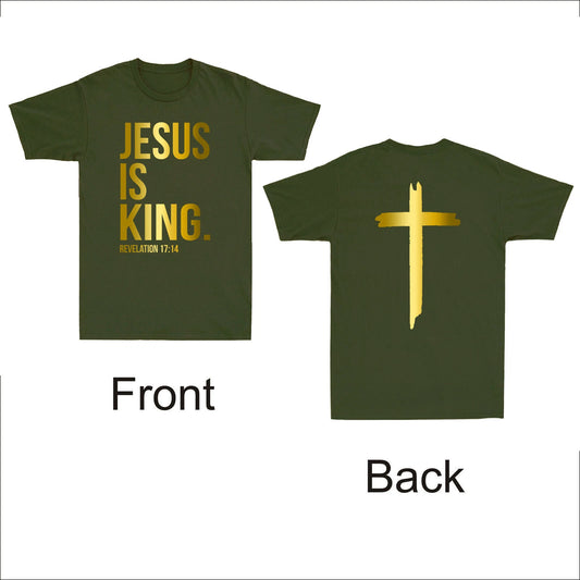 Jesus Is King Revelation 17:14 Bible Scripture Christian Faith Cross Men T-Shirt