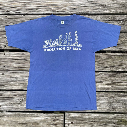 Vintage 80’s Evolution Of Man Football Futbol Soccer Tshirt Size L Made In USA