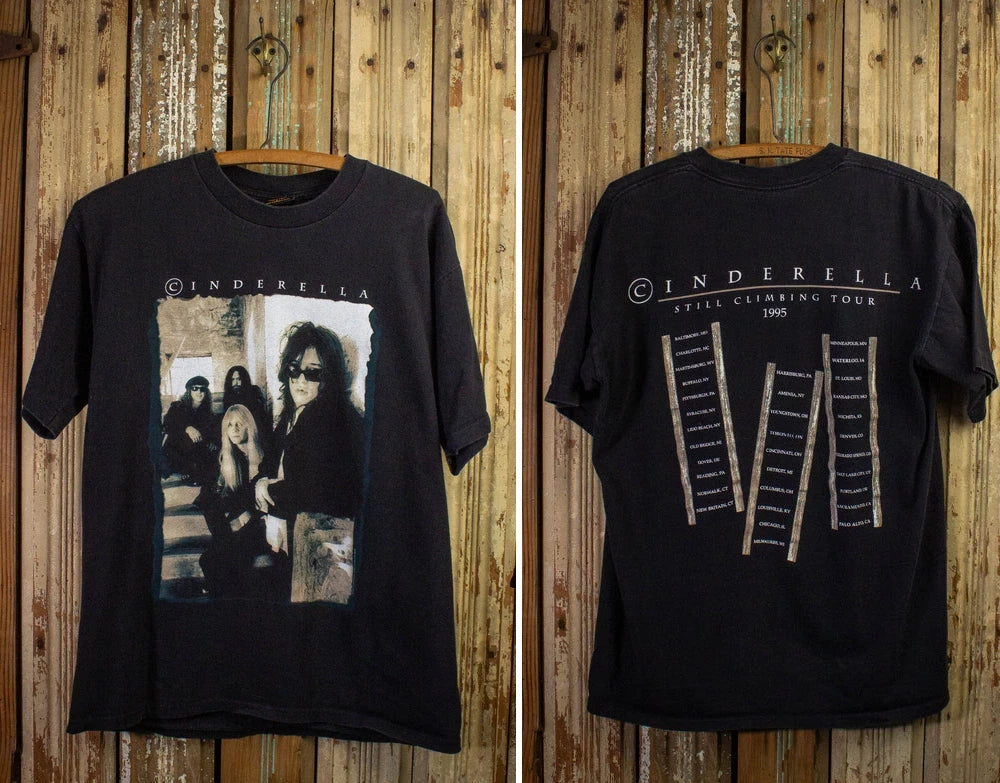 Vintage Cinderella Still Climbing Tour Concert T Shirt 1995 Black