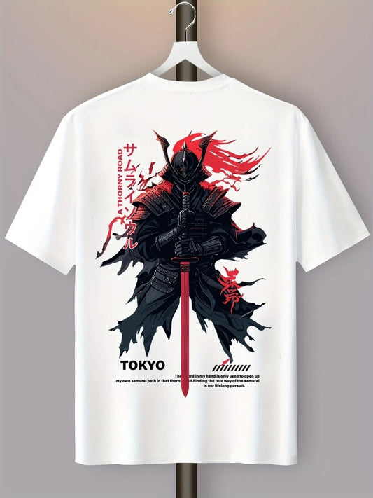 Japanese Samurai Warrior Oversized T Shirt Mens Graphic Streetwear Casual Summer