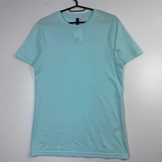 H&M Basic T-Shirt Light Blue Plain Tee Minimal Casual Cotton Unisex Size XS