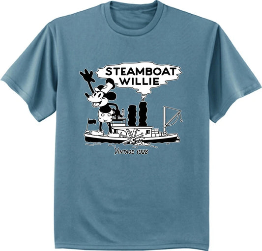 Steamboat Willie T-shirt Classic Cartoon Mouse Mens Graphic Tees Nautical Gifts