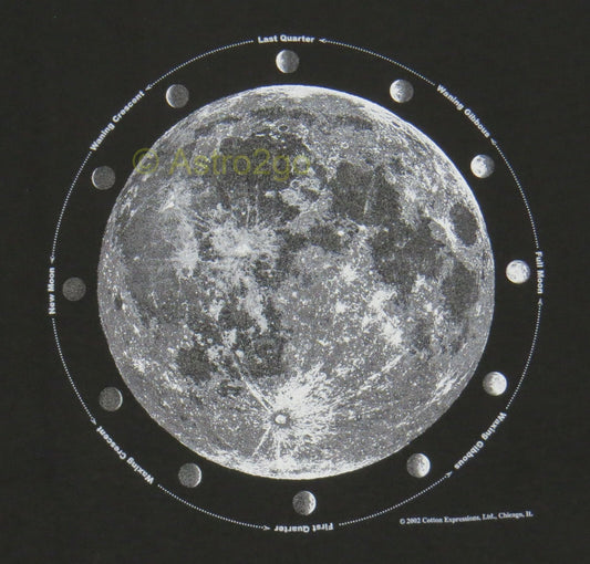 MOON PHASES-Lunar Cycle Full Gibbous Astronomy Space Science Glow T shirt S-3XL