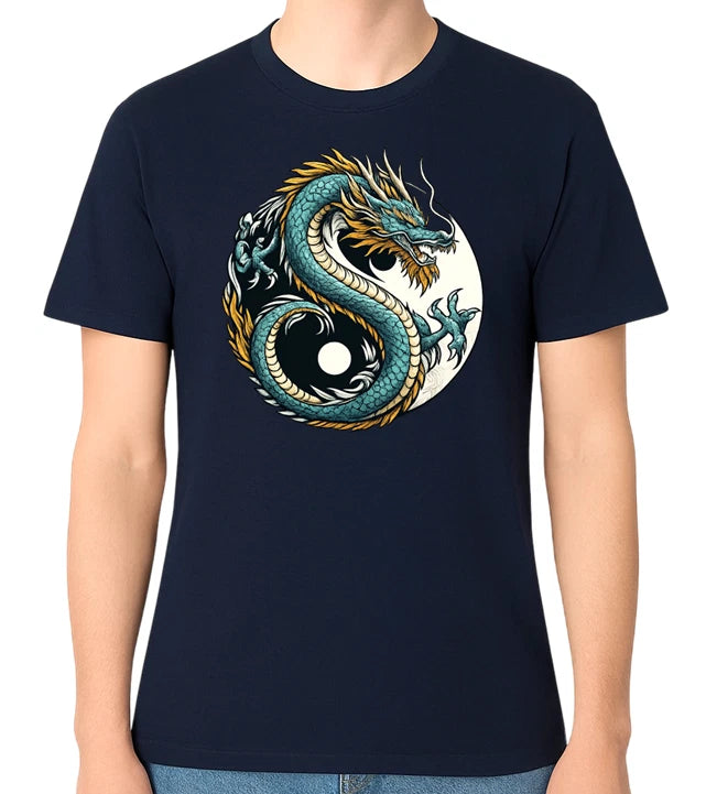 Yin Yang Dragon Graphic T-Shirt Chinese Dragon Art Unisex Tee