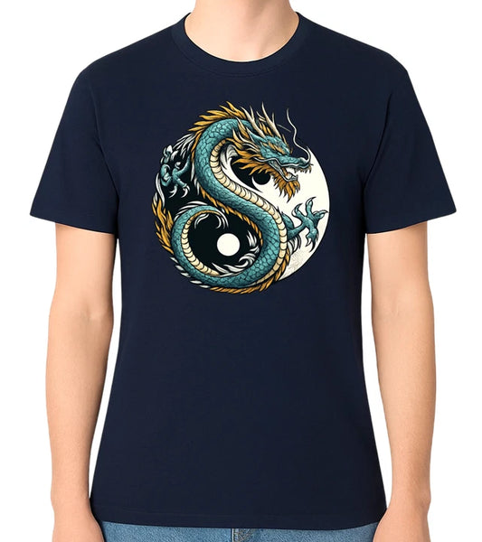 Yin Yang Dragon Graphic T-Shirt Chinese Dragon Art Unisex Tee