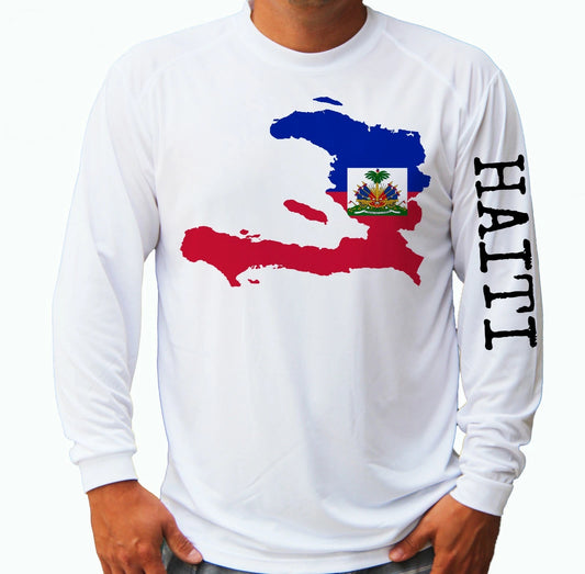 Haitian Flag Haiti Fishing Boat Sport Long Sleeve UPF 30 T-Shirt UV Protection