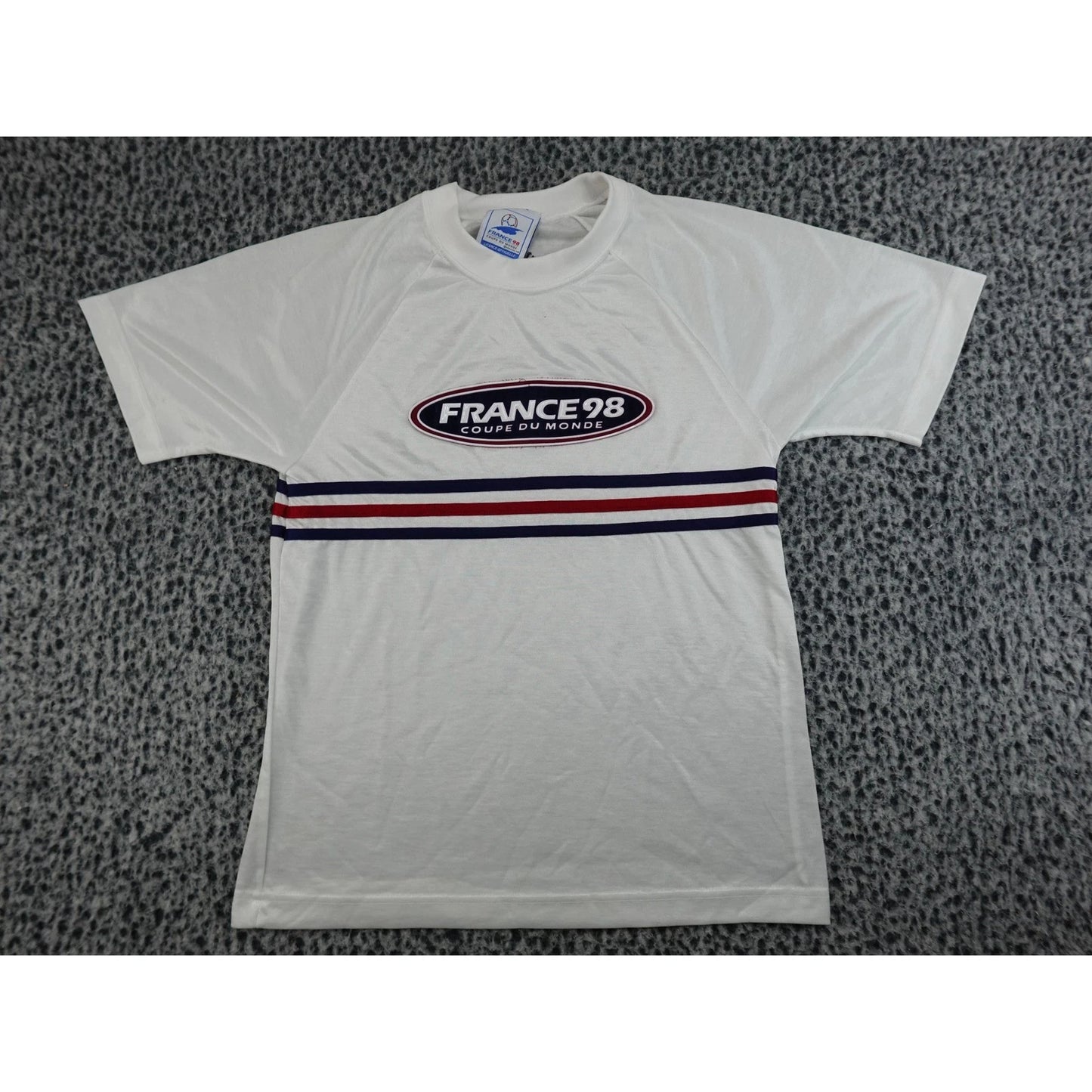 Adidas France 98 World Cup T-Shirt Mens Medium White Vintage Raglan Stripe
