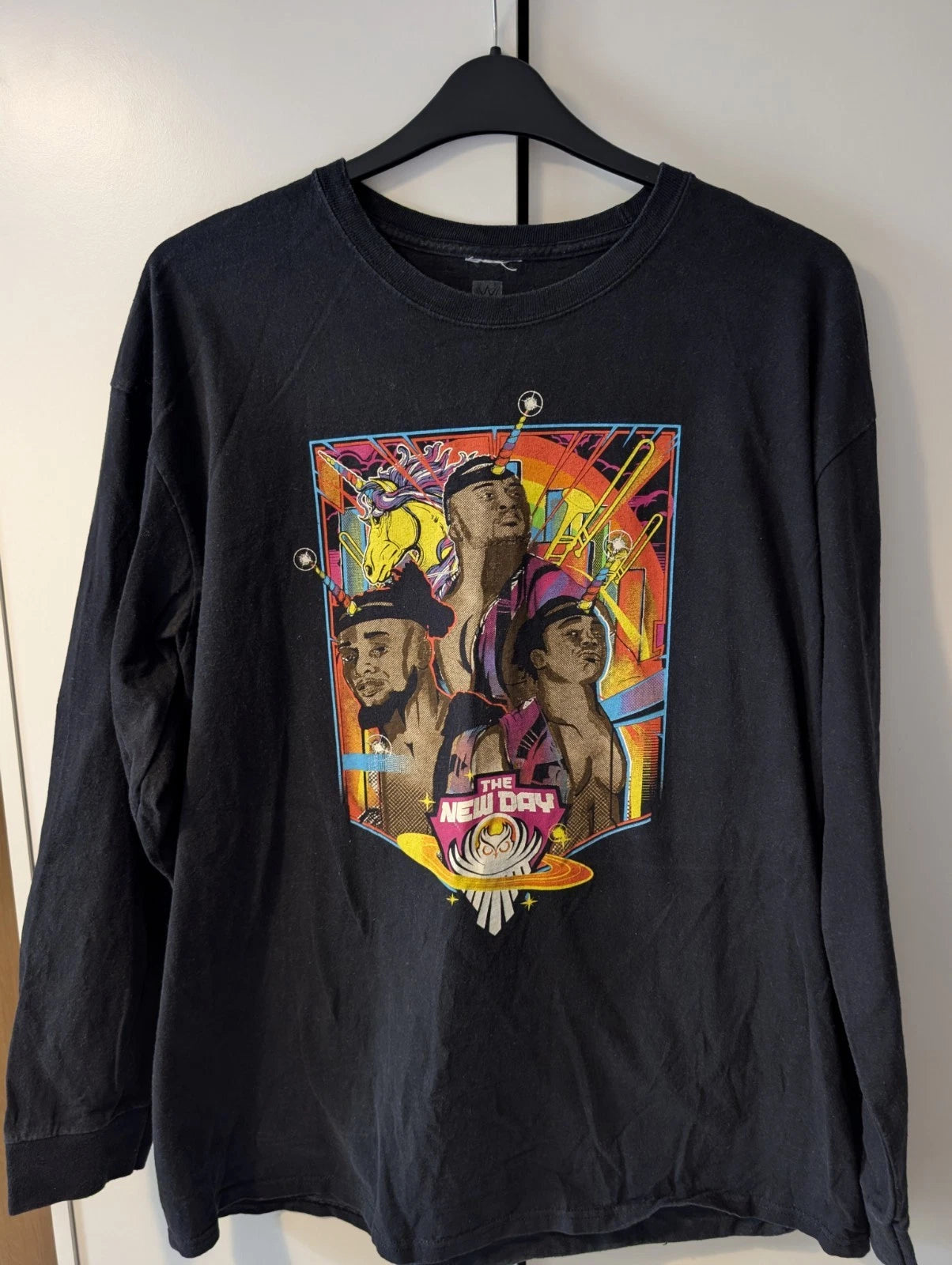WWE Authentic The New Day Black Long Sleeve Graphic Tee Cotton Crew Neck XXL
