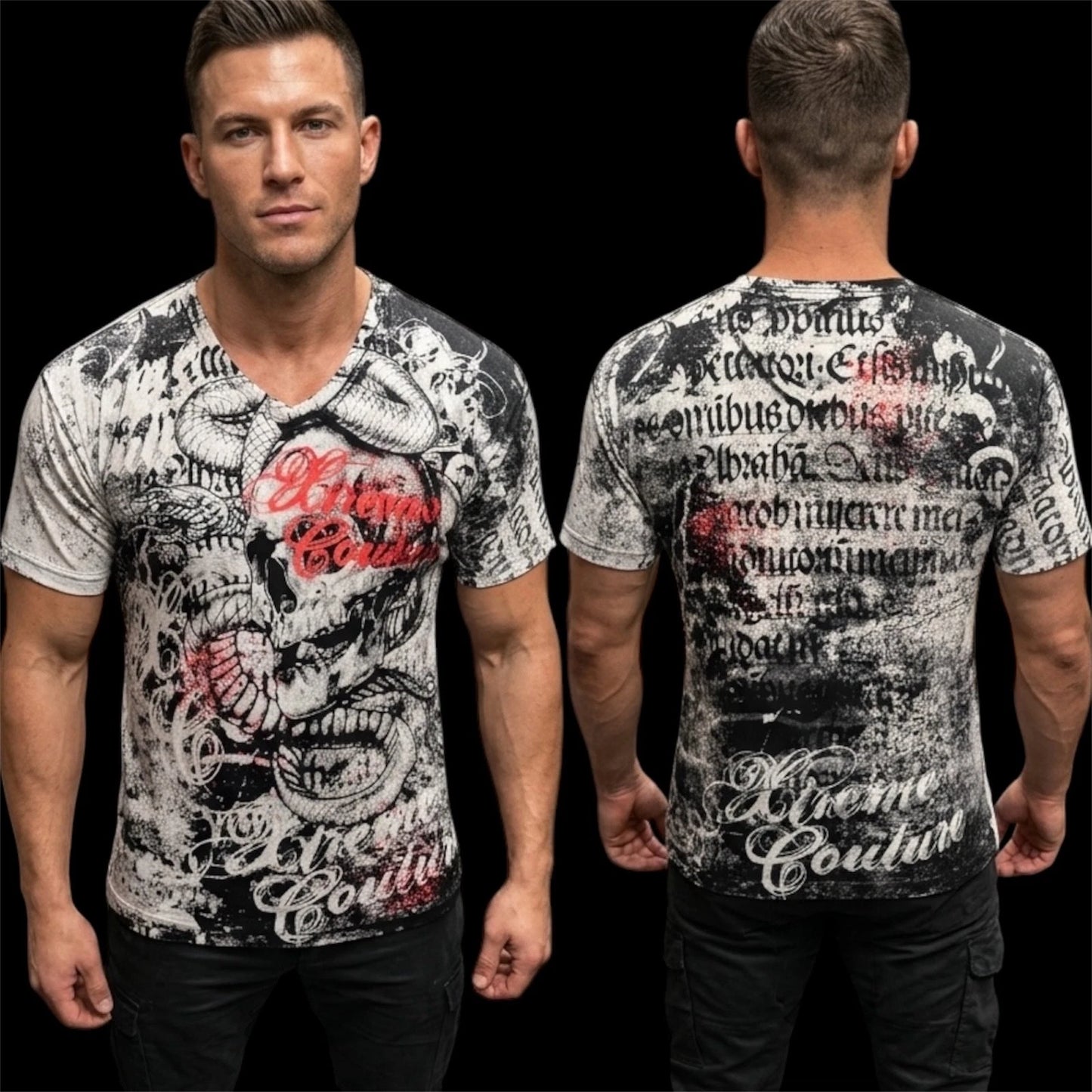 XTREME COUTURE by AFFLICTION Black TOOTHACHE Short Sleeve Slim Fit T-shirt NWT