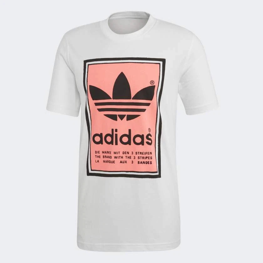 Adidas Originals Filled Label T-Shirt White/Flash Red Men's Medium Large BNWT