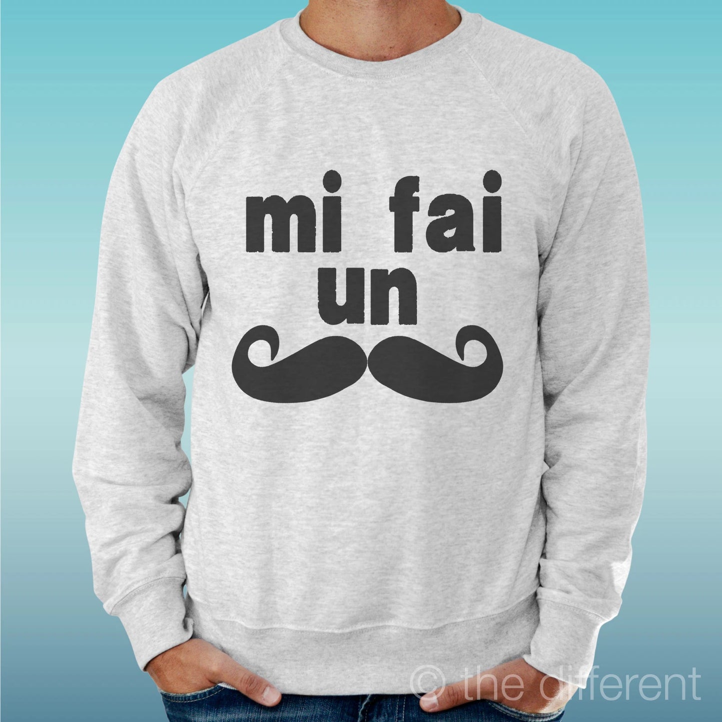 Felpa Man Light Sweater Light Grey " Me Do A Mustache Moustache "