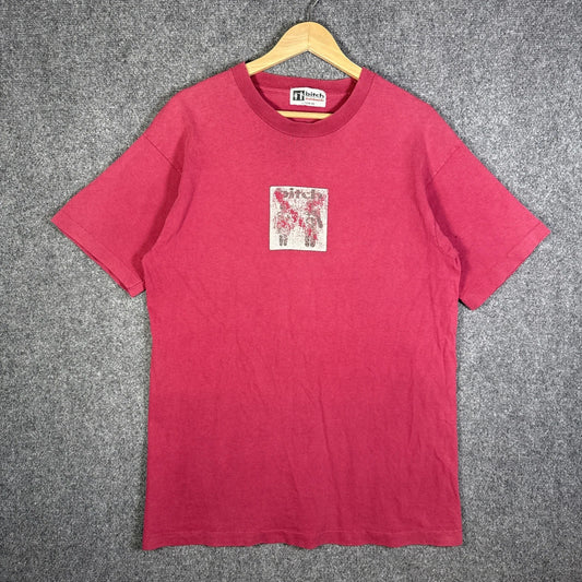 Vintage Bitch Skateboards Shirt Mens Large Red 90s USA Skate Girl Rare Faded