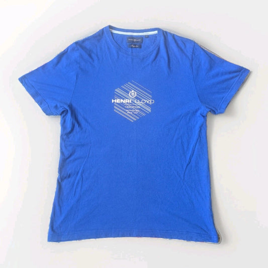 HENRI LLOYD YACHTING BLUE T-SHIRT Regular Fit Tee Smart Top Mens Size Large