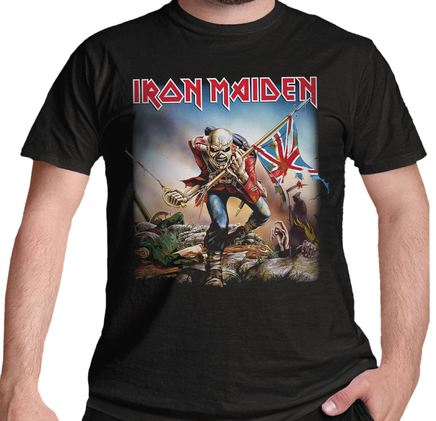 Official Iron Maiden T Shirt The Trooper Black Heavy Metal Eddie New  S To XXL