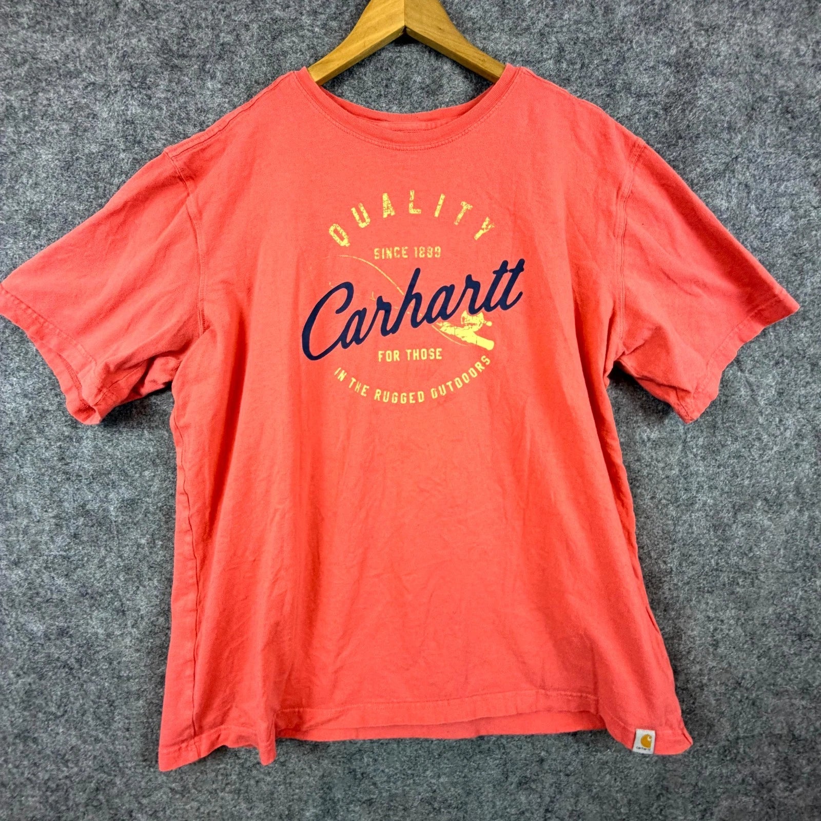 Carhartt T-Shirt Mens XL Coral Graphic Print Cotton Relaxed Fit Fishing Rugged