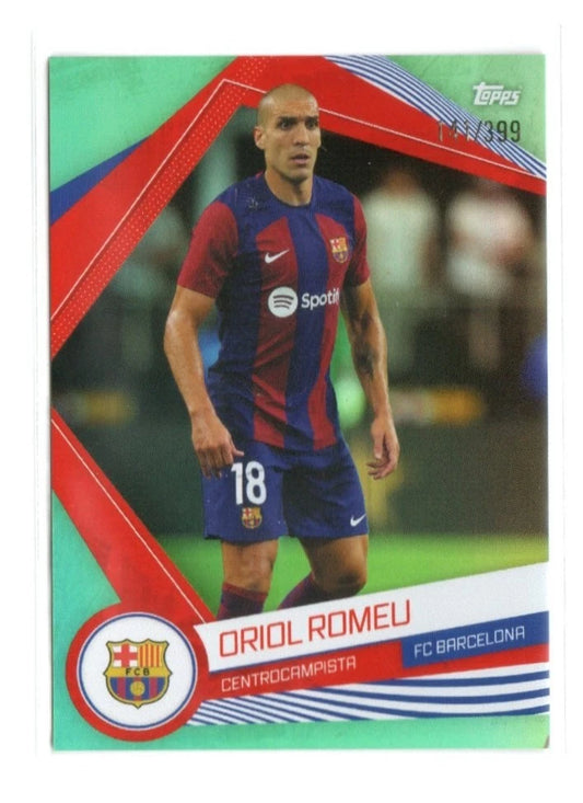 Topps FC Barcelona Fan Set 2023 AQUA REFRACTOR BAR-12 Oriol Romeu #141/399