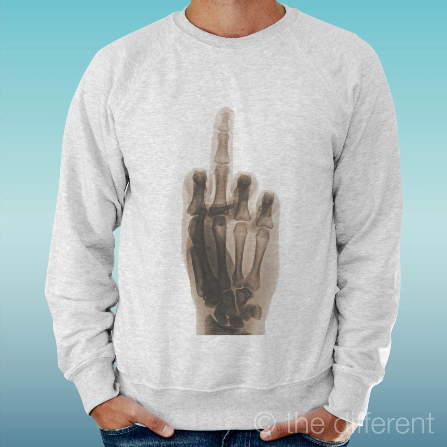 Lightweight Men's Grey Sweater "Hand F*CK Funny X-Ray"