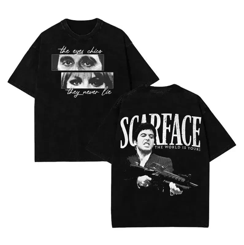 Scarface Graphic Tee For Men Stylish Black Short Sleeve Crew Neck Summer T-Shirt