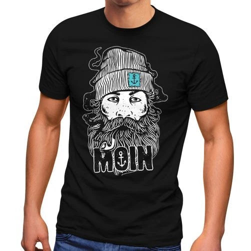 Men's T-Shirt Moin Captain Bart Anchor Nordic Nordmann North German Print