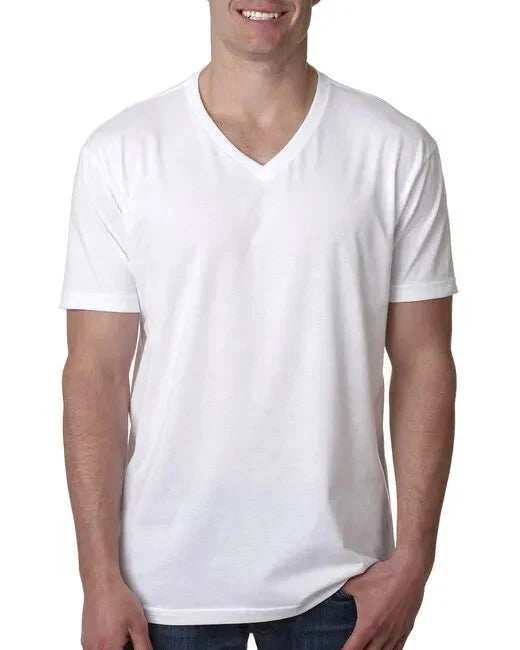 V-neck 100% Cotton Tagless T-shirts for Men Under Shirt Tee Plain White-XL