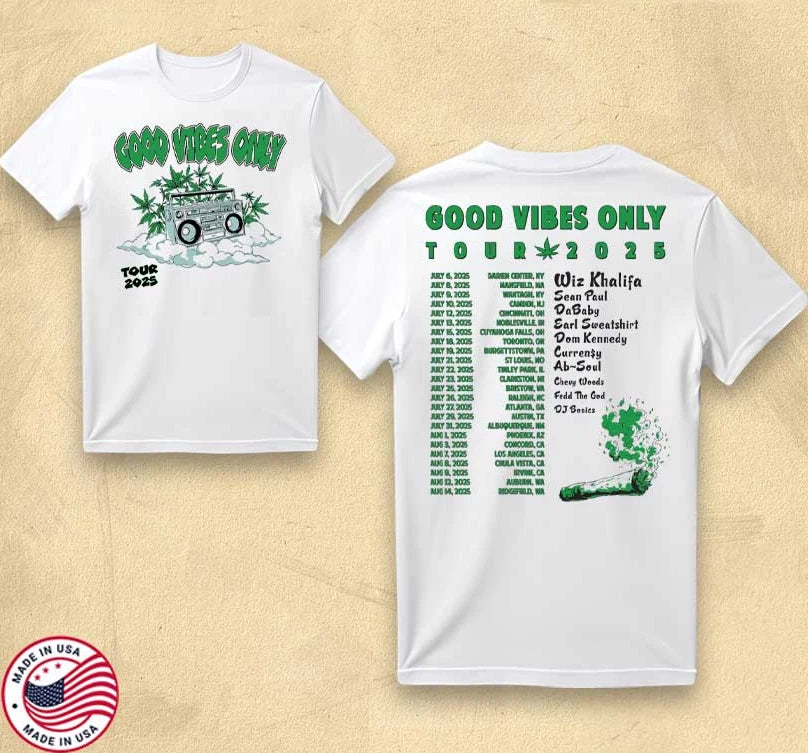 Wiz Khalifa – Good Vibes Only Stereo Tour 2025 T-Shirt | Hip Hop Concert Graphic