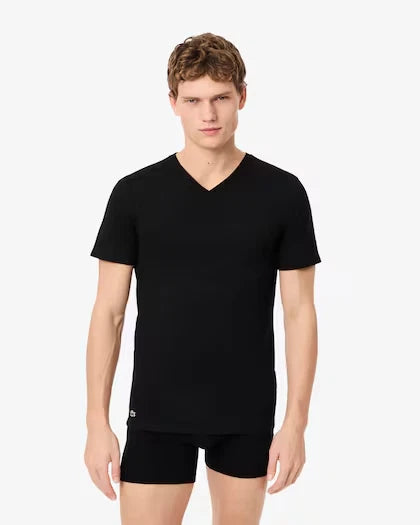 Lacoste Men's Essentials 3-Pack V-Neck T-Shirts - XXXL, Black, D3(D190T)