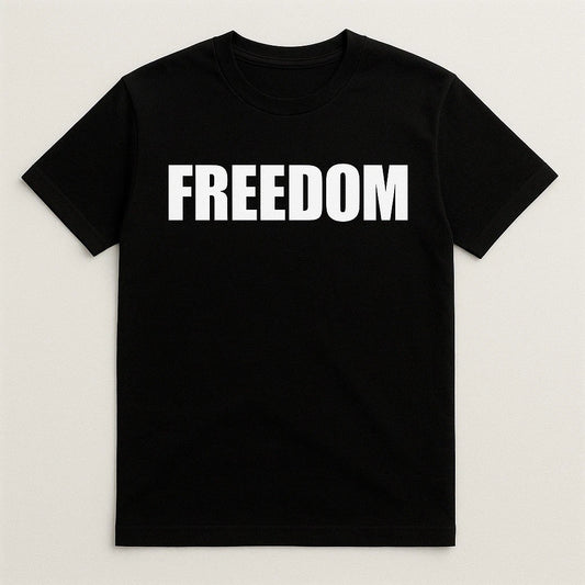FREEDOM Black Tee V2 - Plain and Simple - A Birth Right Charlie Kirk White 1776