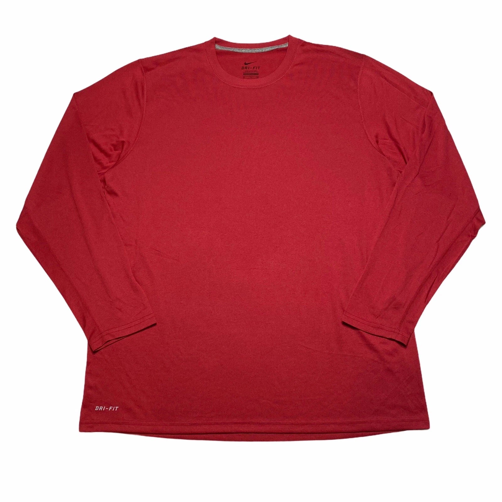 Nike Men's Dri-Fit Crew Neck Long Sleeve Tee T-Shirt Maroon Solid