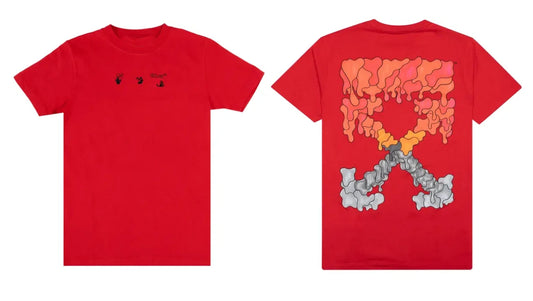 Off-White Marker Reprint Slim Fit T-Shirt Samba Red Streetwear Tee S-5XL