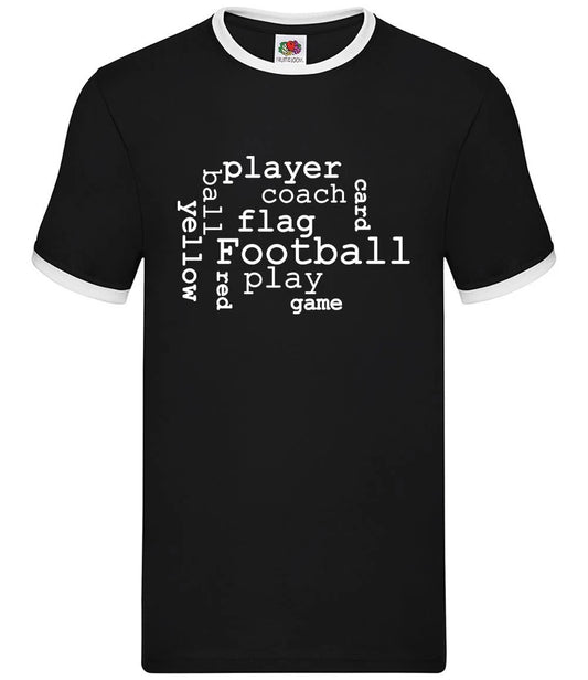 Football Word Cloud - Mens Ringer - Love Coach Player Balls Soccer