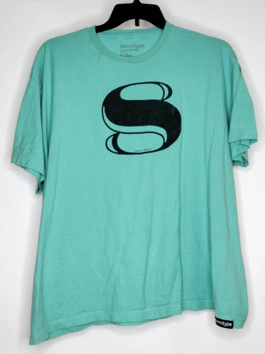 Monotype Mens T-Shirt Short Sleeve Size 2XL Aqua Crew Neck Modern Cotton Stains