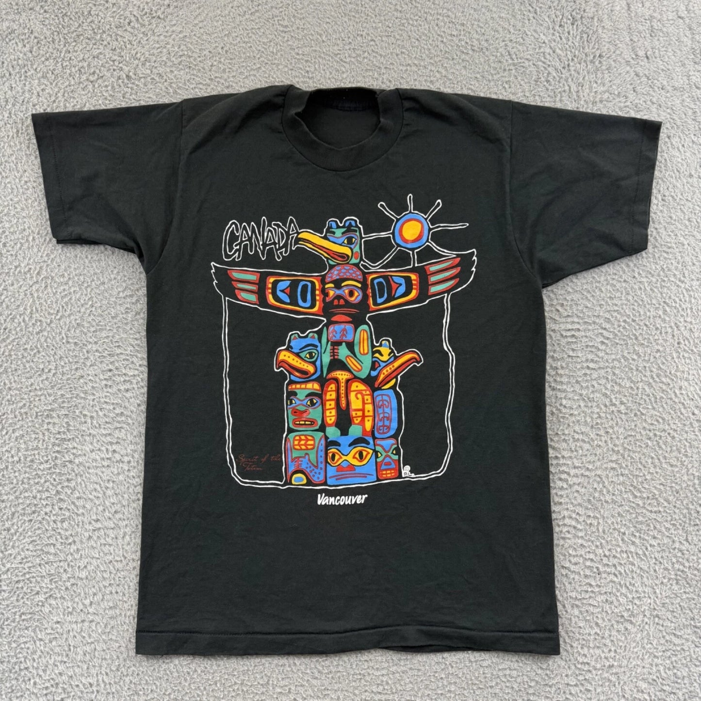 Vintage Vancouver Canada Shirt Adult Medium Black Short Sleeve 90s Travel Totem