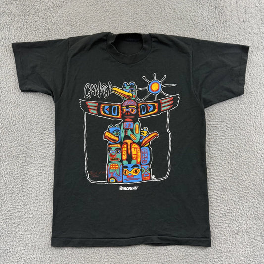 Vintage Vancouver Canada Shirt Adult Medium Black Short Sleeve 90s Travel Totem