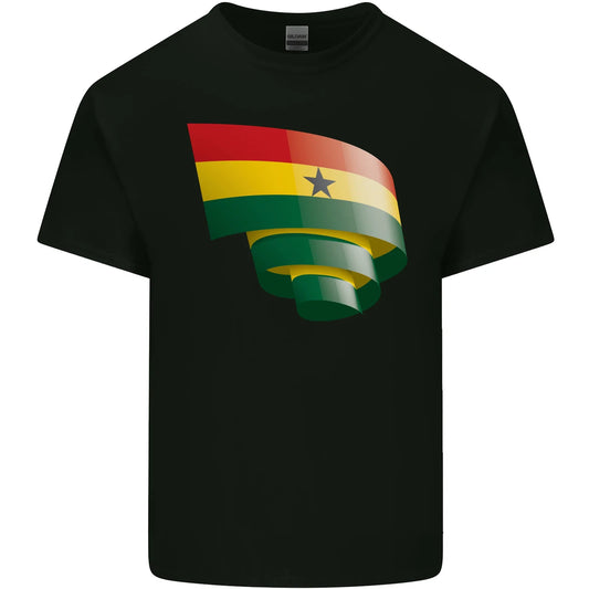 Curled Ghana Flag Ghanaian Day Football Mens Cotton T-Shirt Tee Top